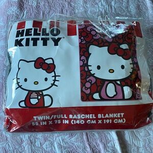 Hello Kitty Plush Throw Blanket in Red, White, Pink